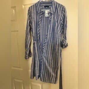 Light blue and white striped dress